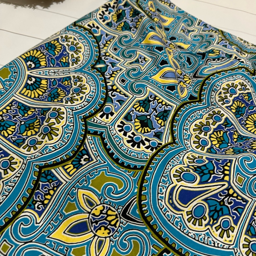 East 5th Blue Green Paisley‎ Geometric Long Modest Pencil Skirt Women’s Size 12 - Picture 3 of 5